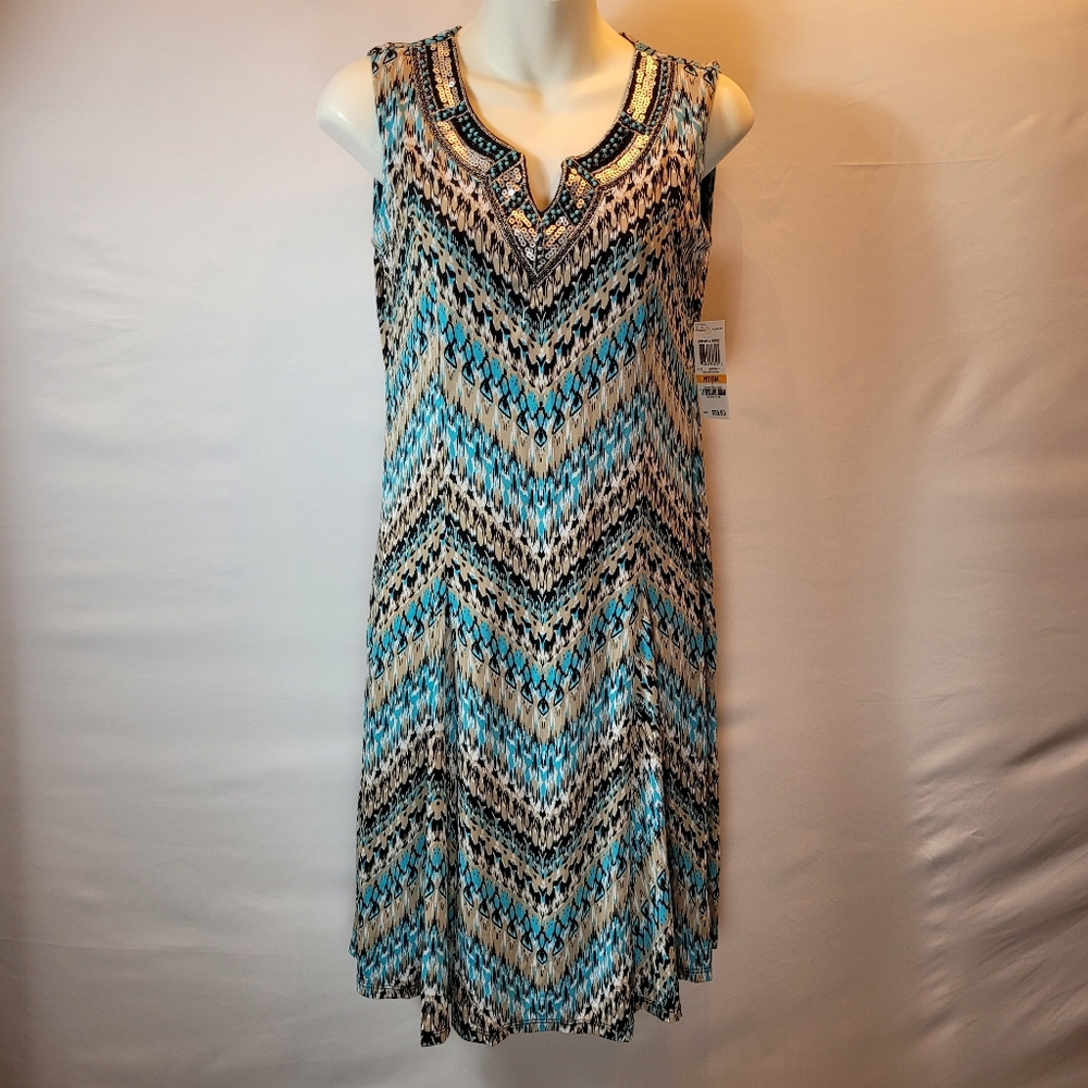 NWT JM COLLECTION Petite Multicolor Printed Swing Dress A-Line Size S